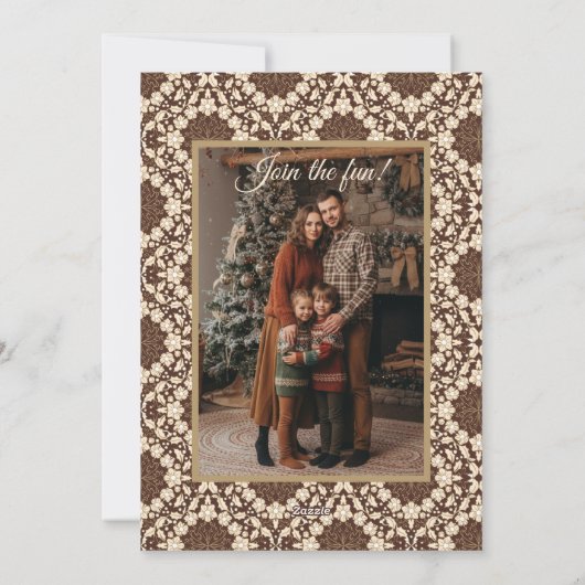 Kersthulst, Antieke Crème & Bruin Feestdagenkaart (Achterkant)