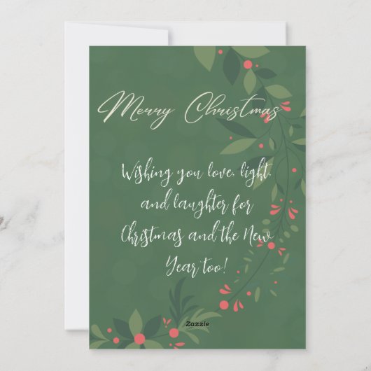 Kersthulst Boeket Groen Foto Navy  Feestdagenkaart (Achterkant)