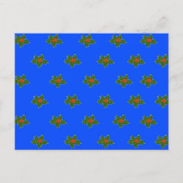 Kersthulst decoratief patroon op blauw feestdagenkaart