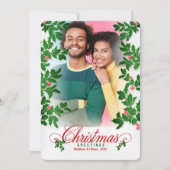 Kersthulst en bessen verticale foto feestdagenkaart (Voorkant)