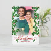 Kersthulst en bessen verticale foto feestdagenkaart (Staand voorkant)