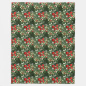 Kersthulst en rode linten fleece deken (Voorkant)