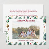 Kersthulst groene gewassen foto wit feestdagenkaart (Voorkant / Achterkant)