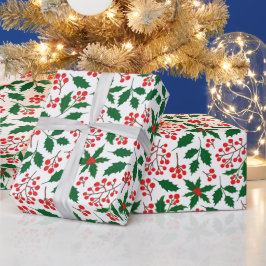 Kersthulst Rode Bessen Botanische Kerstvakantie Cadeaupapier