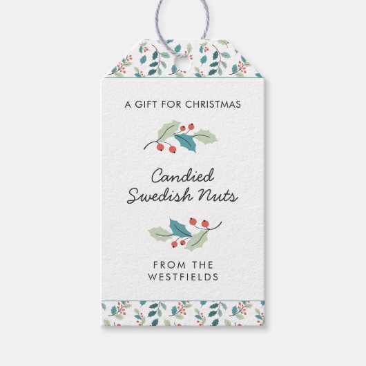 Kersthulstbessen Thema Voedsel Cadeaulabel (Voorkant)