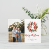 Kersthulzenkrans Foto Feestdagenkaart (Staand voorkant)