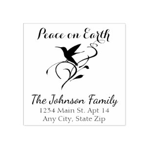KerstHummingbird Peace Custom Return-adres Rubberstempel