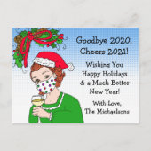 KerstHumor Funny Retro Lady Toasting Briefkaart (Voorkant)