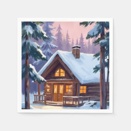 Kersthut Bos Winter Sneeuw Vakantie Servet