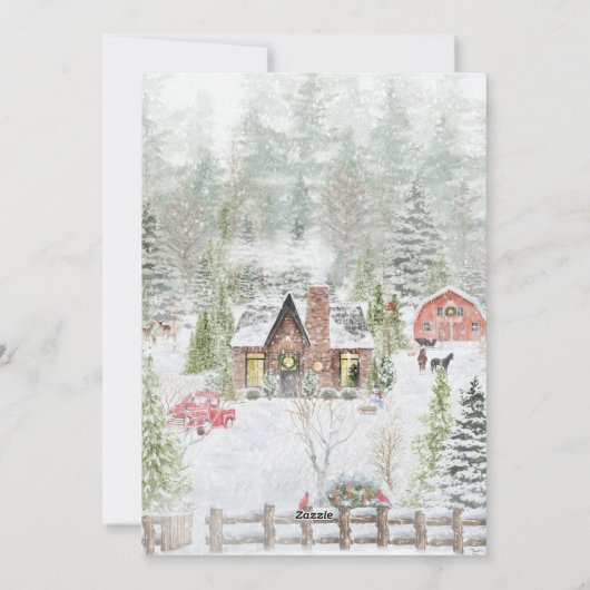 Kersthut in de Bossen scene Feestdagenkaart (Achterkant)