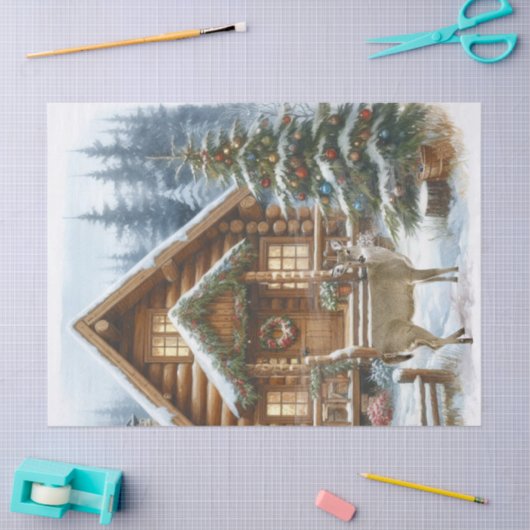 Kersthut in de winter met herten tissuepapier (Craft)