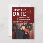 Kersthuwelijk Burgundy Sage Winter Pine Foto Save The Date (Voorkant)