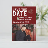 Kersthuwelijk Burgundy Sage Winter Pine Foto Save The Date (Staand voorkant)
