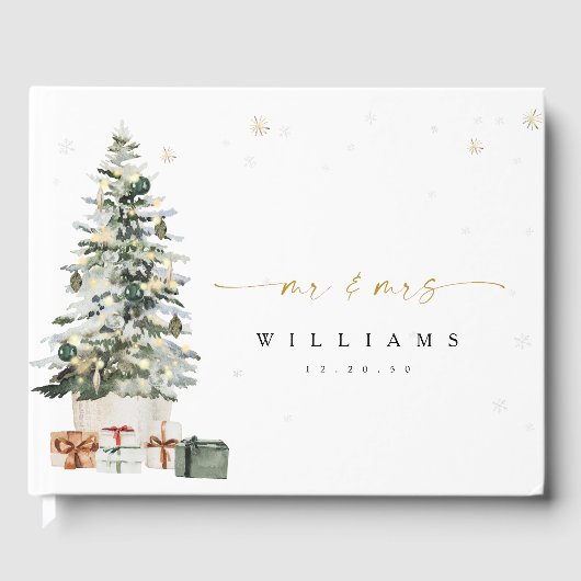 Kersthuwelijk Gastboek met Dennenboom Gastenboek (Voorkant)