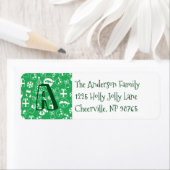 Kersti groene kerstman Elf Snowman Monogram Etiket (Insitu)