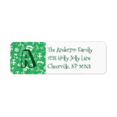 Kersti groene kerstman Elf Snowman Monogram Etiket (Voorkant)