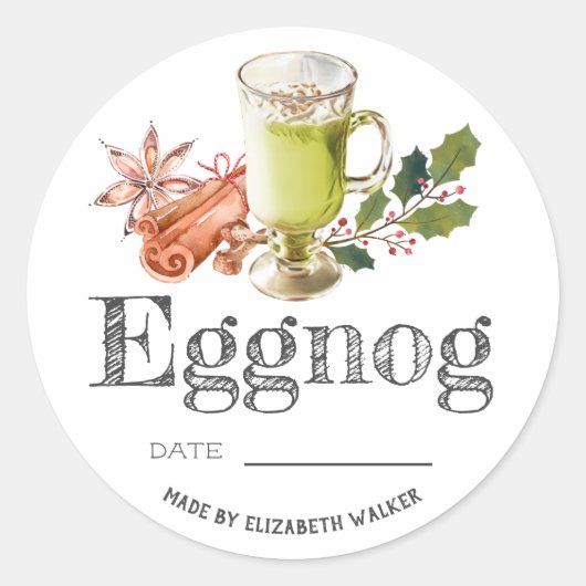 Kerstideeën gekruide eggnog ronde sticker (Voorkant)