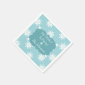 Kerstijs blauw met sneeuwvlokken servetten (Hoek)