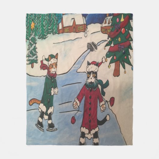 Kerstijskatten Fleece Deken (Voorkant)