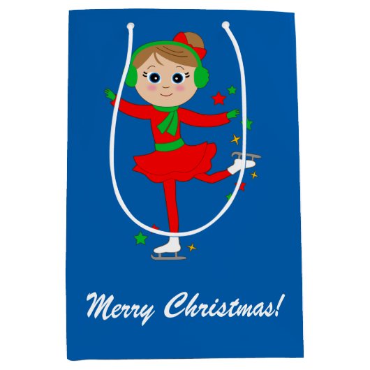 Kerstijsschaater met sterren medium cadeauzakje (Voorkant)