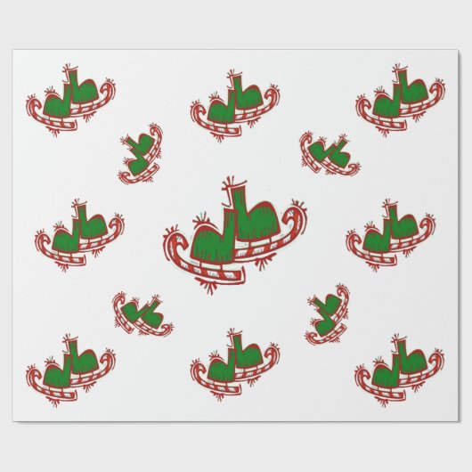 KerstijsSchaatsen - Cadeaupapier (Vlak)