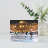 Kerstijsschaatsen Feestdagenkaart (Staand voorkant)