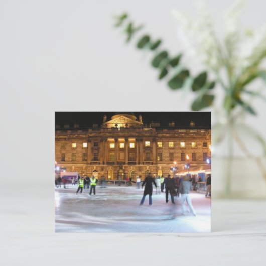 Kerstijsschaatsen Feestdagenkaart (Staand voorkant)