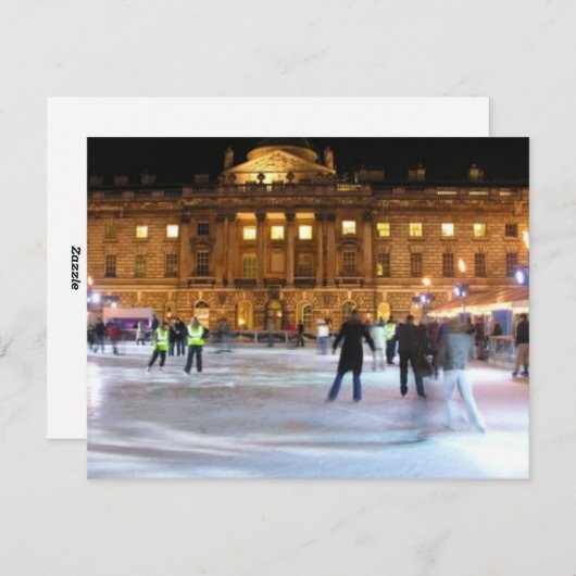 Kerstijsschaatsen Feestdagenkaart (Voorkant / Achterkant)