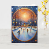 Kerstijsschaatsen Kaart (Gele Bloem)