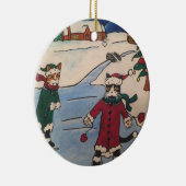 Kerstijsschaatsen Keramisch Ornament (Rechts)