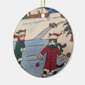 Kerstijsschaatsen Keramisch Ornament (Links)