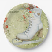 Kerstijsschaatsen Papieren Bordje (Voorkant)