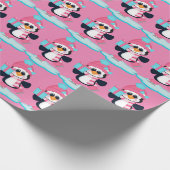 kerstijsschaatsen, pinguïn inpakpapier (Hoek)