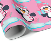 kerstijsschaatsen, pinguïn inpakpapier (Rol Hoek)