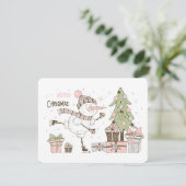 Kerstijsschaatsen Snowman Cadeaus Flat Kaart (Staand voorkant)