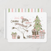 Kerstijsschaatsen Snowman Cadeaus Flat Kaart (Voorkant / Achterkant)