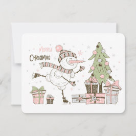 Kerstijsschaatsen Snowman Cadeaus Flat Kaart