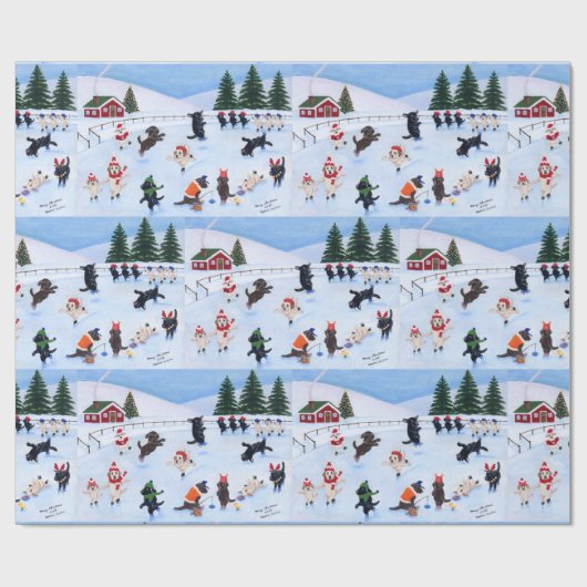 Kerstijsschilders Cadeaupapier (Vlak)