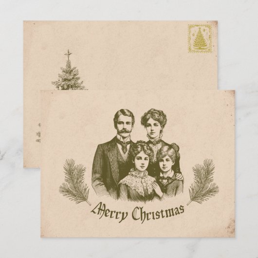 kerstillustratie feestdagenkaart (Voorkant / Achterkant)