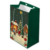 Kerstillustratie in vintage stijl medium cadeauzakje (Voorkant Gekanteld)