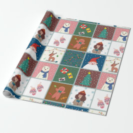 Kerstillustratie - Matteverdampingspapier Cadeaupapier