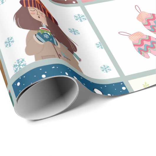 Kerstillustratie - Matteverdampingspapier Cadeaupapier (Rol Hoek)