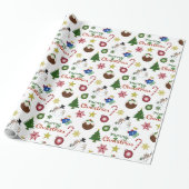 Kerstillustratie Mix Patroon Cadeaupapier (Uitgerold)