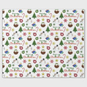 Kerstillustratie Mix Patroon Cadeaupapier (Vlak)