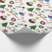 Kerstillustratie Mix Patroon Cadeaupapier (Hoek)