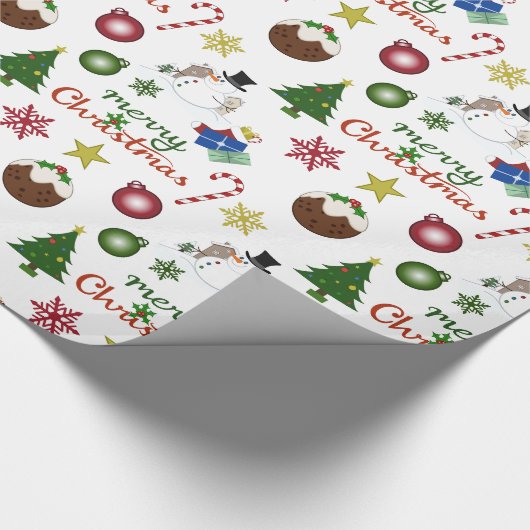 Kerstillustratie Mix Patroon Cadeaupapier (Hoek)