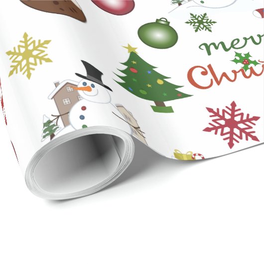 Kerstillustratie Mix Patroon Cadeaupapier (Rol Hoek)