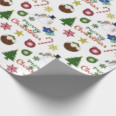 Kerstillustratie Mix Patroon Cadeaupapier (Hoek)