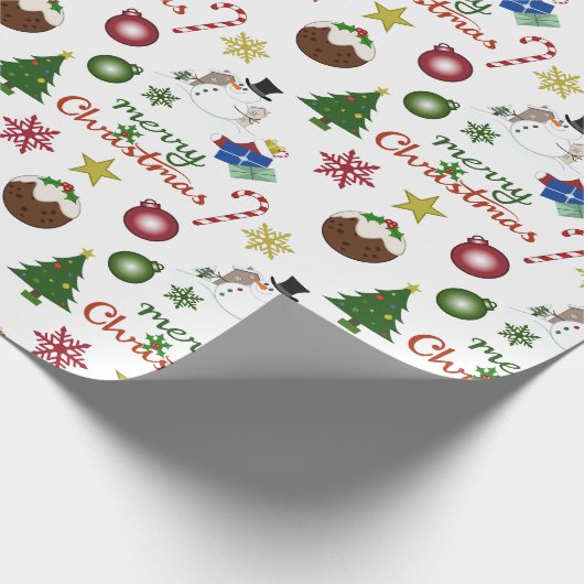 Kerstillustratie Mix Patroon Cadeaupapier (Hoek)