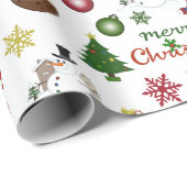 Kerstillustratie Mix Patroon Cadeaupapier (Rol Hoek)